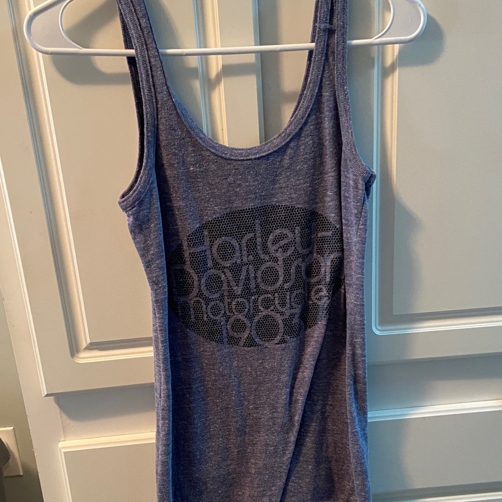 Harley-Davidson Gray-Blue Scoop Neck Graphic Tank